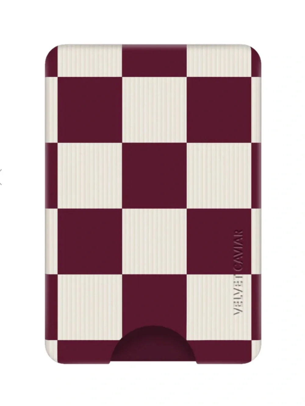 Velvet Caviar ‘Burgundy Vibe Checker’ iPhone 14 case and MagSafe wallet set